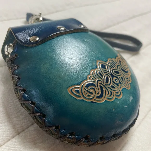 Teal Leather Clutch with Celtic Design - Picture 13 of 15